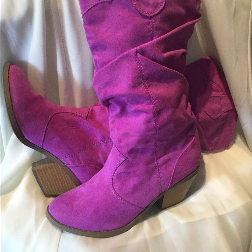 Purple Qupid Heeled suede cowgirl boots worn 1x